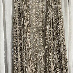 Chico's Champagne Ribbon Knit Long Open Vest